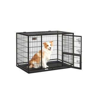 Heavy Duty Klatka dla psa Siatkowa klatka dla zwierząt 107 x 70 x 74,9 cm dla dużych i średnich psów Bezpieczne 2 zdejmowane drz