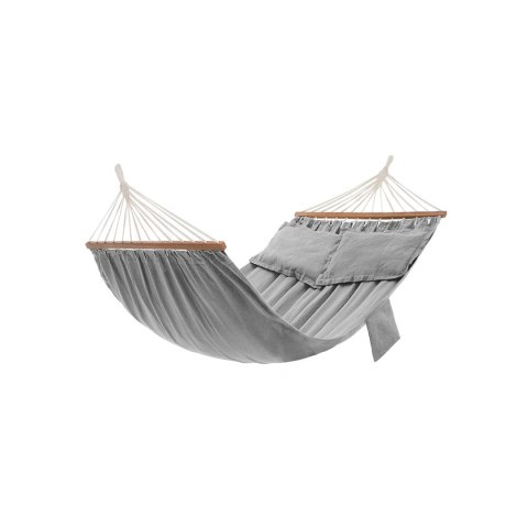 Hamak , zewnętrzny, z 2 drewnianymi drążkami, z 2 poduszkami, obciążenie do 300 kg, 210 x 150 cm, szary GDC022G01