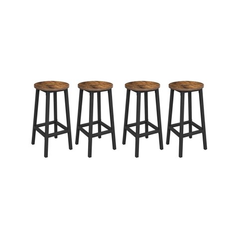 Zestaw krzeseł barowych z okrągłym siedziskiem w kolorze vintage brązowo-czarnym, wysokość 65 cm
