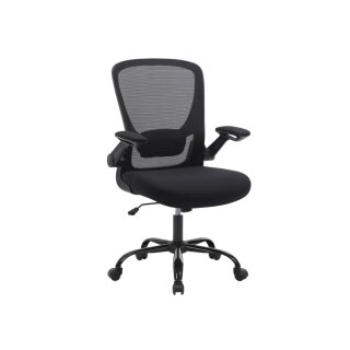 Krzesło biurowe ze składanymi podłokietnikami, ergonomiczne, czarne