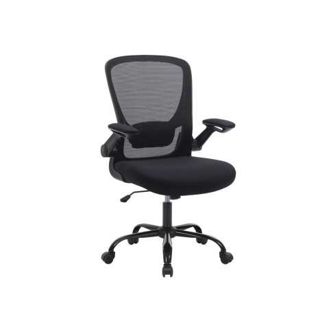 Krzesło biurowe ze składanymi podłokietnikami, ergonomiczne, czarne