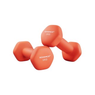18 zestaw 2 hantli Hantle gimnastyczne winylowe 2 x 1,5 kg SYL63OG, pomarańczowe, 7 x 15 cm