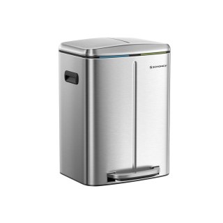 Kosz na śmieci 40 L z 2 przegródkami, 2 x 20 L, kosz na śmieci, kosz na śmieci z pedałem wykonany z metalu, kosz wewnętrzny z tw