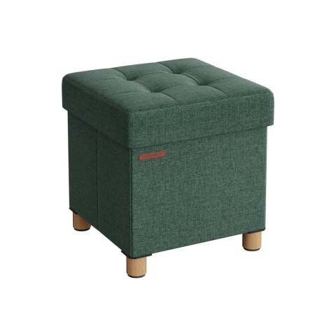 Składane kostki Ottoman Storage and Foot Stool z drewnianymi stopami i pokrywką ciemnoszary