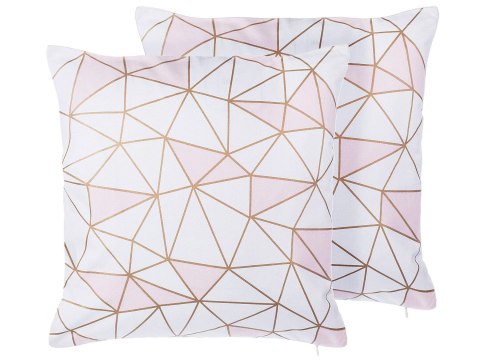  2 poduszki dekoracyjne w geometryczny wzór 45 x 45 cm niebieskie CLARKIA