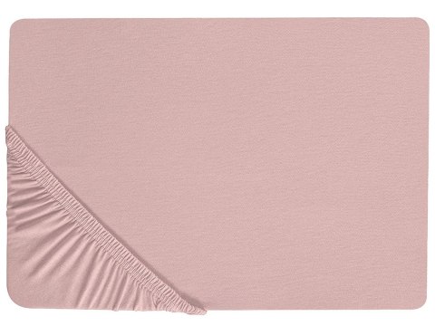  Bawełniane Prześcieradło Z Gumką 160 X 200 Cm Różowe Hofuf