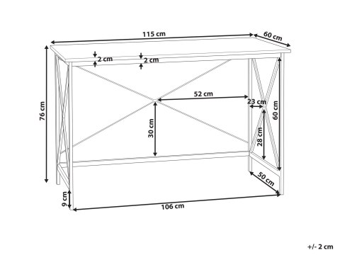  Biurko 115 X 60 Cm Ciemne Drewno Z Czarnym Futon