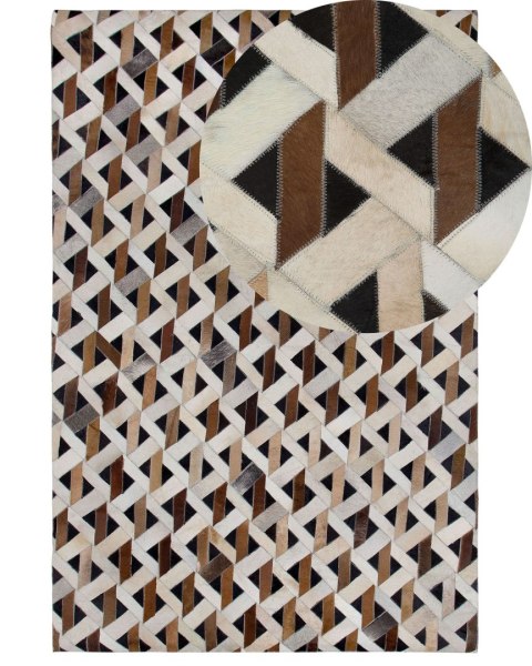  Dywan Skórzany 160 X 230 Cm Brązowo-szary Tuglu
