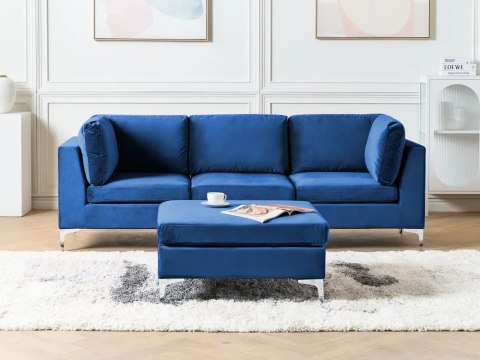  Sofa 3-osobowa Welurowa Ciemnoniebieska Avaldsenes