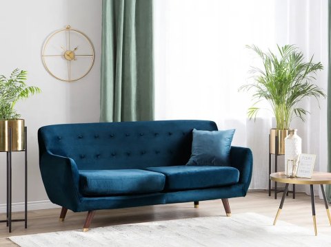  Sofa 3-osobowa Welurowa Ciemnoniebieska Avaldsenes