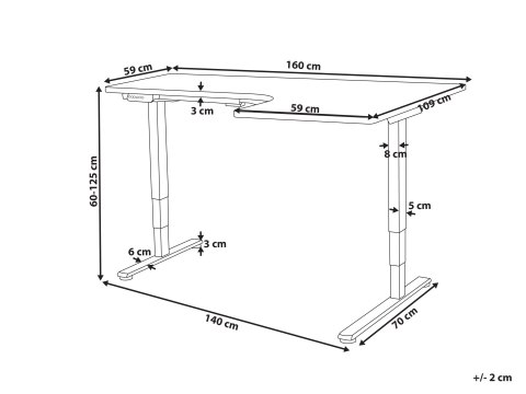 Biurko narożne prawe regulowane elektrycznie 160 x 59 cm czarne DESTINES