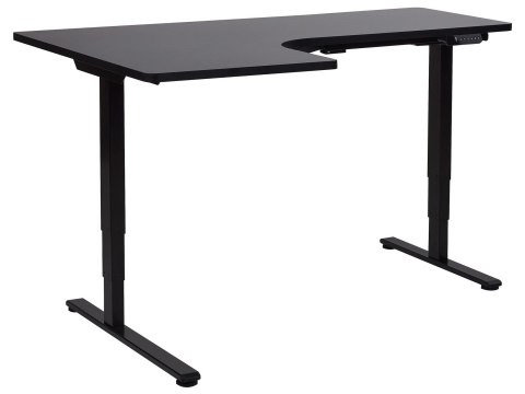 Biurko narożne prawe regulowane elektrycznie 160 x 59 cm czarne DESTINES