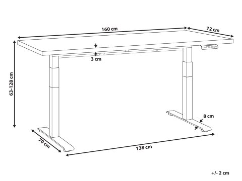 Biurko regulowane elektrycznie DESTINES Czarny/ jasny brąz 160 cm 72 cm