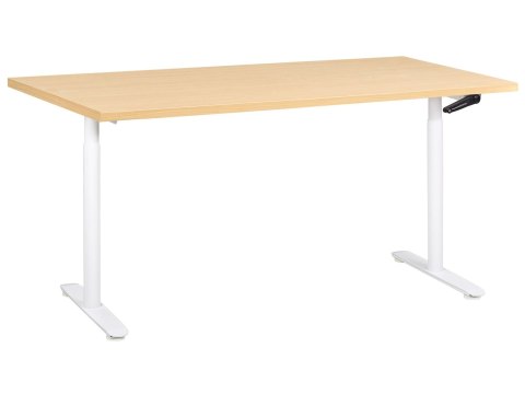 Biurko regulowane manualnie 160 x 72 cm ciemne drewno z białym DESTINAS