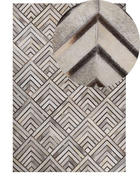 Dywan patchwork skórzany 140 x 200 cm brązowy TEKIR