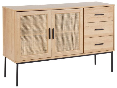 Komoda 6 szuflad fronty rattanowe jasne drewno PASCO