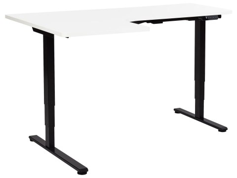 Biurko narożne prawe regulowane elektrycznie 160 x 59 cm czarno-białe DESTINES