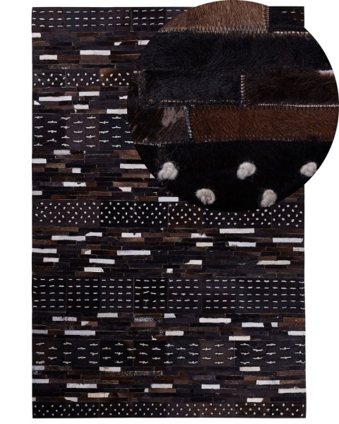  Dywan Patchwork Skórzany 160 X 230 Cm Brązowy Akseki