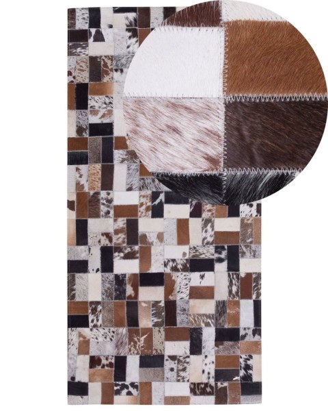 Dywan patchwork skórzany 160 x 230 cm brązowo-beżowy CESME