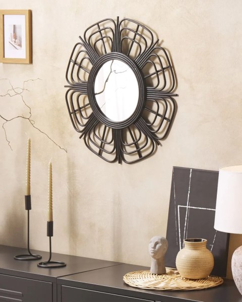 Lustro ścienne AROEK 61 cm 61 cm Rattan Czarny
