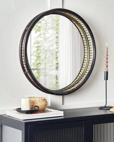 Lustro ścienne AROEK 61 cm 61 cm Rattan Czarny