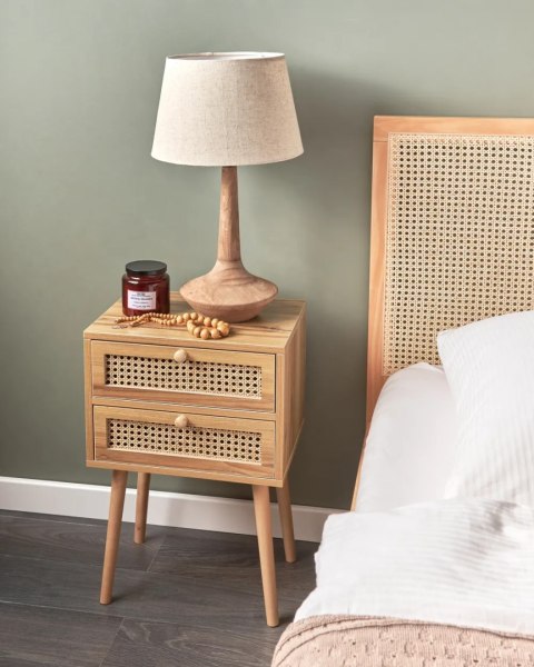 Lustro ścienne BABAI 60 cm 60 cm Rattan Naturalny