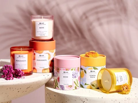 3 świeczki zapachowe sojowe sól morska/morska/orchidea FRUITY BLOOM