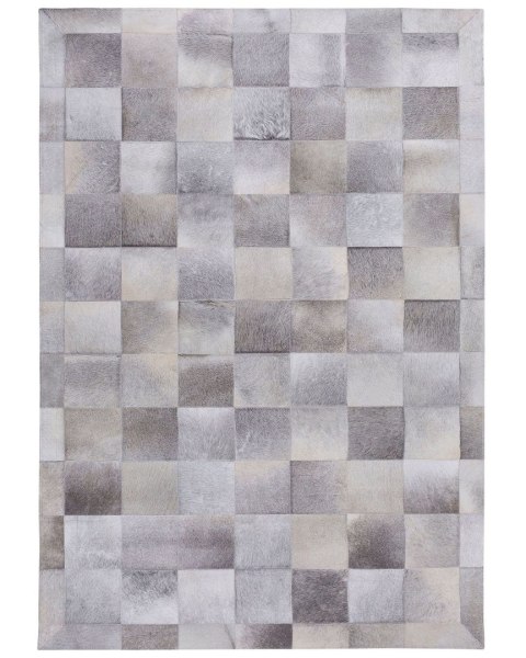 Dywan patchwork skórzany 140 x 200 cm szary ALACAM