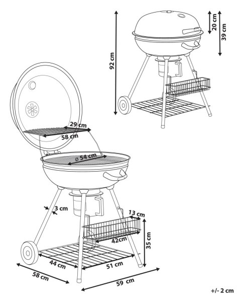 Grill węglowy kulisty czarny MARAPI