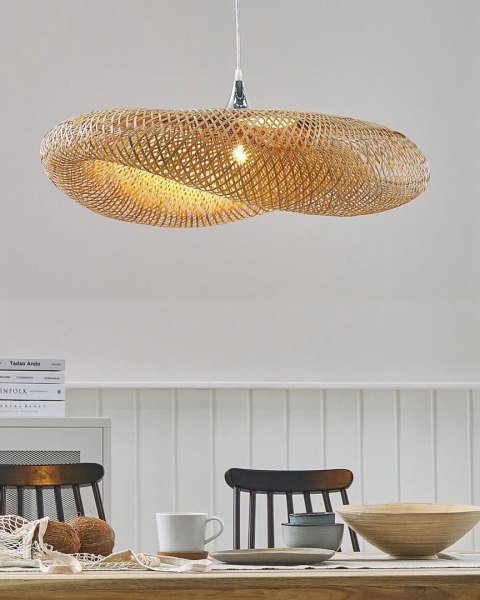 Lampa wisząca HALIL Drewno bambusowe Beżowy