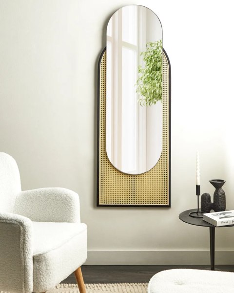 Lustro ścienne ALCORN 70 cm 90 cm Rattan Naturalny