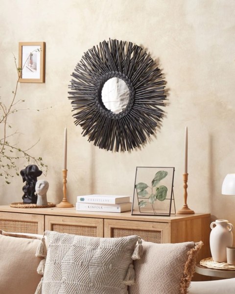 Lustro ścienne ANLEZY 80 cm 80 cm Rattan Naturalny