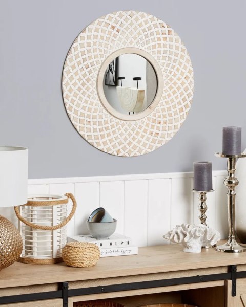 Lustro ścienne ANLEZY 80 cm 80 cm Rattan Naturalny