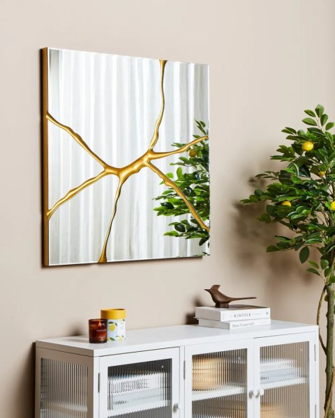 Lustro ścienne KANAB 60 cm 60 cm Drewno Brązowy