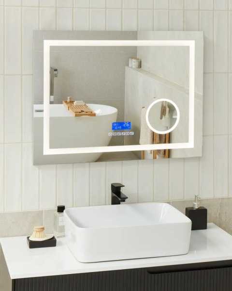 Lustro ścienne LED 60 x 80 cm srebrne CORROY