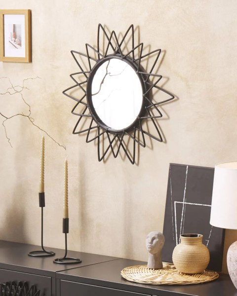 Lustro ścienne PASAKU 60 cm 60 cm Rattan Czarny