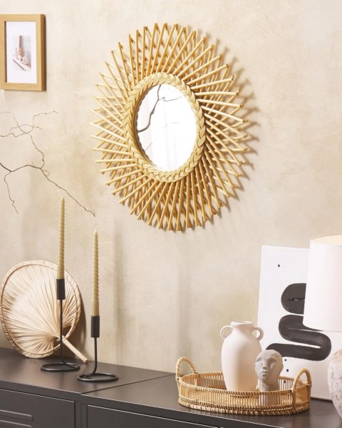 Lustro ścienne PASAKU 60 cm 60 cm Rattan Naturalny