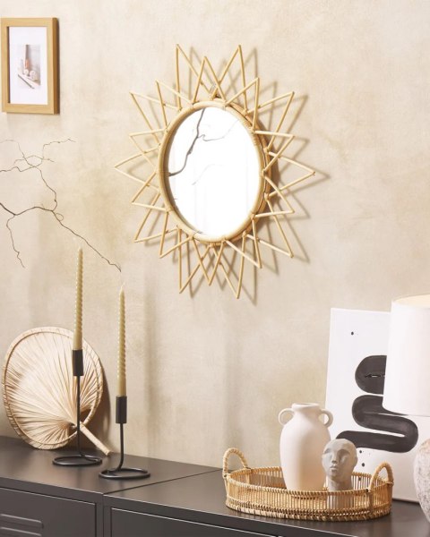 Lustro ścienne PASAKU 60 cm 60 cm Rattan Naturalny