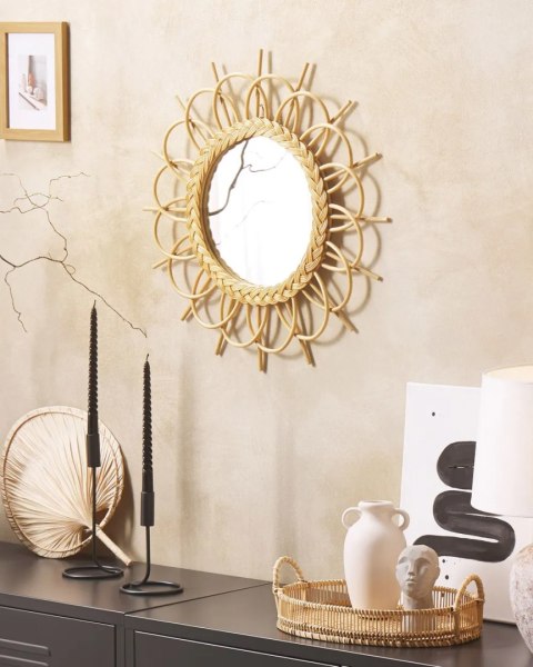 Lustro ścienne PASAKU 60 cm 60 cm Rattan Naturalny