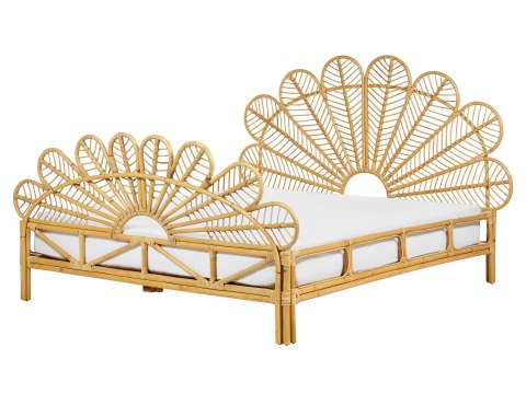 Łóżko Rattan FLORENTINE 180 x 200 cm Jasnobrązowy
