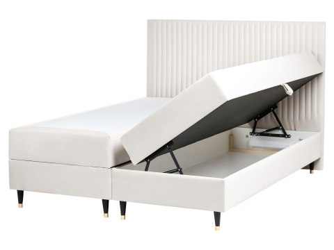 Łóżko kontynentalne z pojemnikiem Welur DAME 160 x 200 cm Beżowoszary