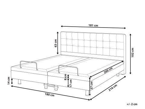 Łóżko regulowane DUKE 180 x 200 cm Beżowy