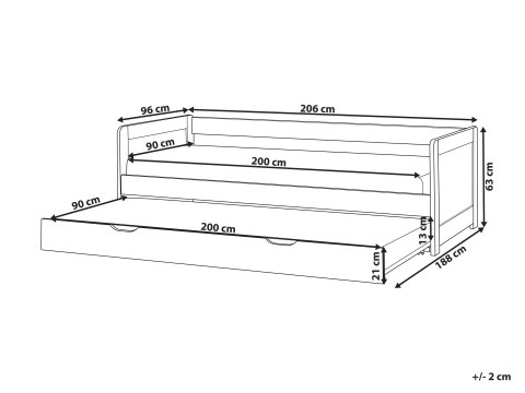 Łóżko wysuwane Drewno sosnowe GRAVELINES 90 x 200 cm Biały