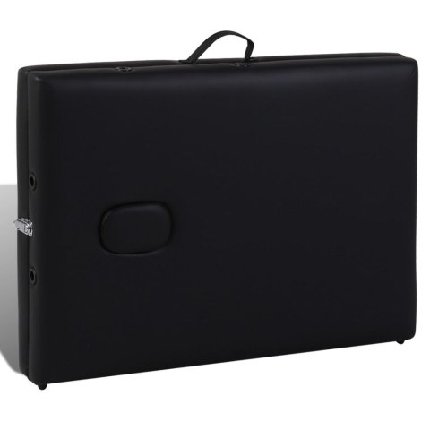  Czarny składany stół do masażu 2 strefy z drewnianą ramą Lumarko!