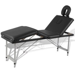  Czarny składany stół do masażu 4 strefy z aluminiową ramą Lumarko!