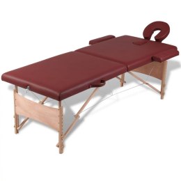  Czerwony składany stół do masażu 2 strefy z drewnianą ramą Lumarko!