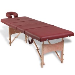  Czerwony składany stół do masażu 4 strefy z drewnianą ramą Lumarko!