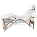  Kremowo-biały składany stół do masażu 4 strefy z drewnianą ramą Lumarko!