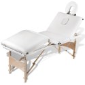  Kremowo-biały składany stół do masażu 4 strefy z drewnianą ramą Lumarko!