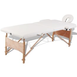 Lumarko Kremowy składany stół do masażu 2 strefy z drewnianą ramą
